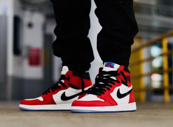 spiderman jordan 1 on feet