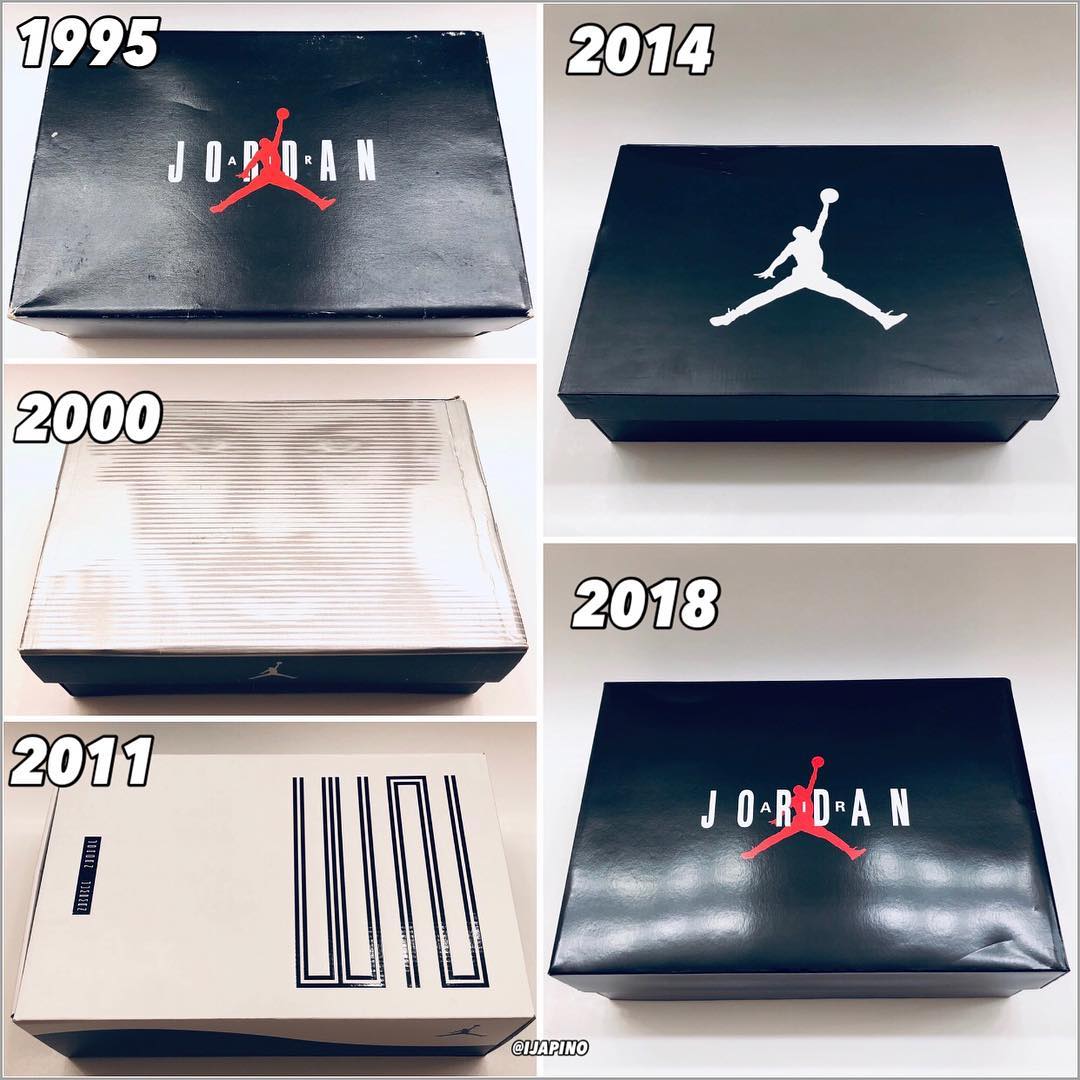 Les boîtes des Air Jordan 11 Concord de 1995 à 2018