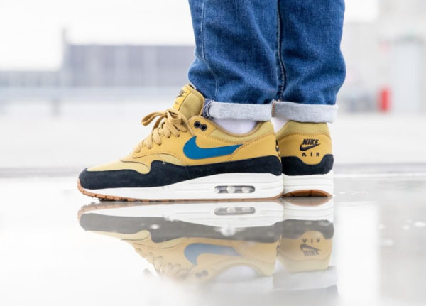 Nike Air Max One homme jaune moutarde bleue et noire (3)