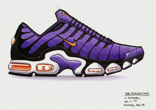 croquis air max plus OG coucher de soleil violet