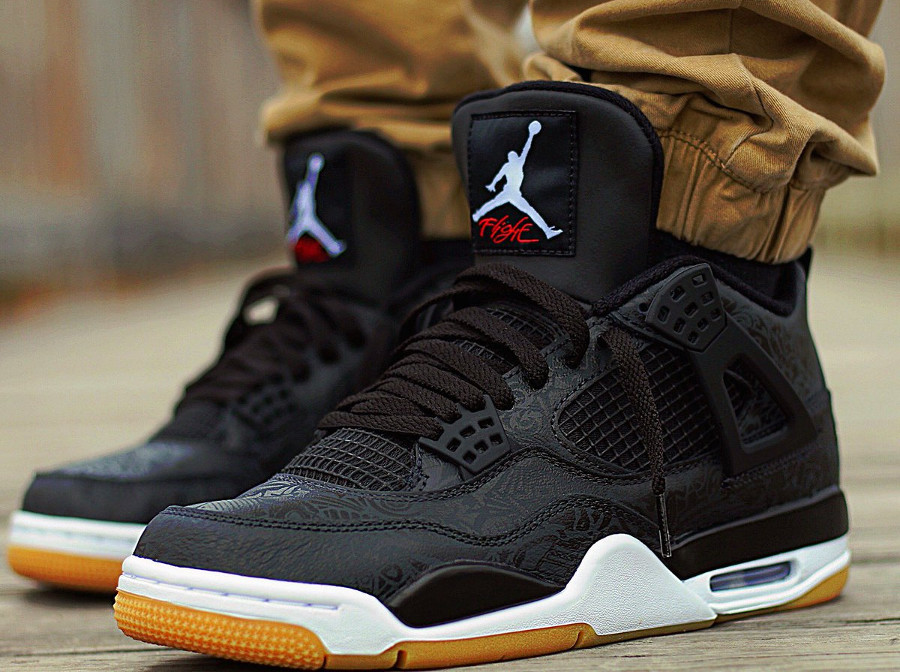 retro 4 laser black gum