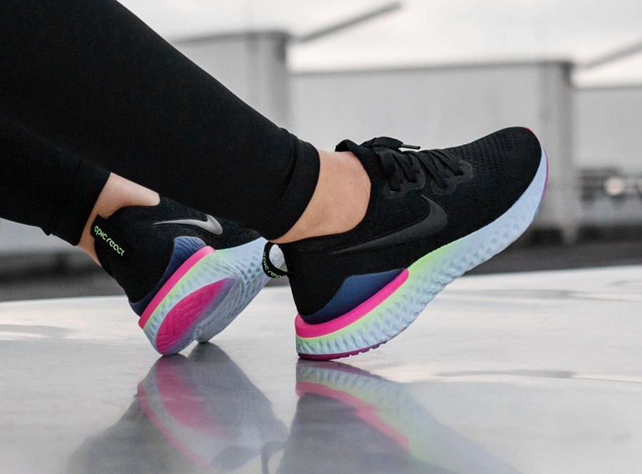 Nike Epic React Flyknit 2 Pixel on feet