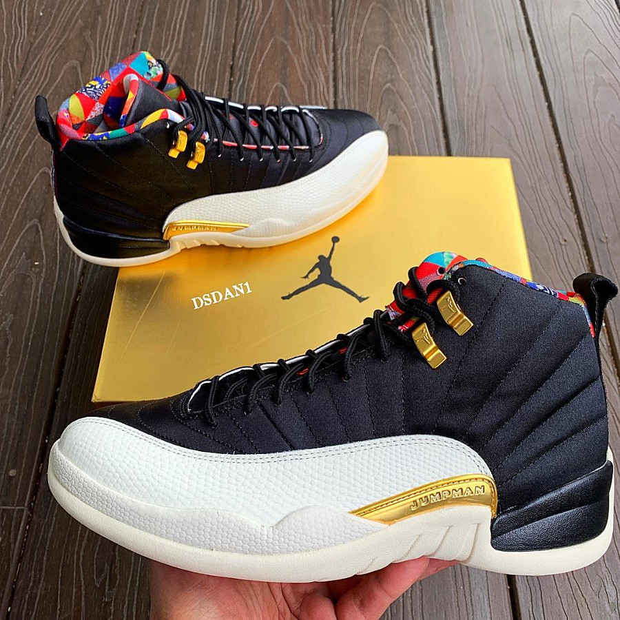 jordan 12 black and gold finish line