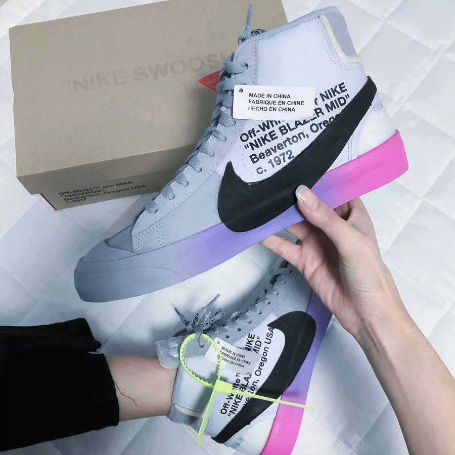 Nike Blazer Off White grise avec un dégradé rose et violet (1)