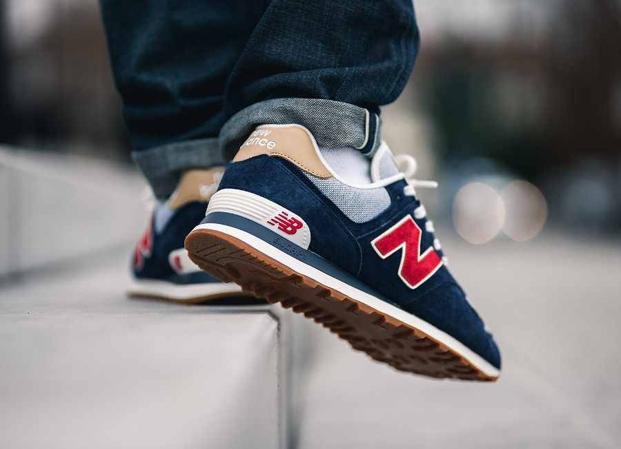 new balance 574 navy blue red