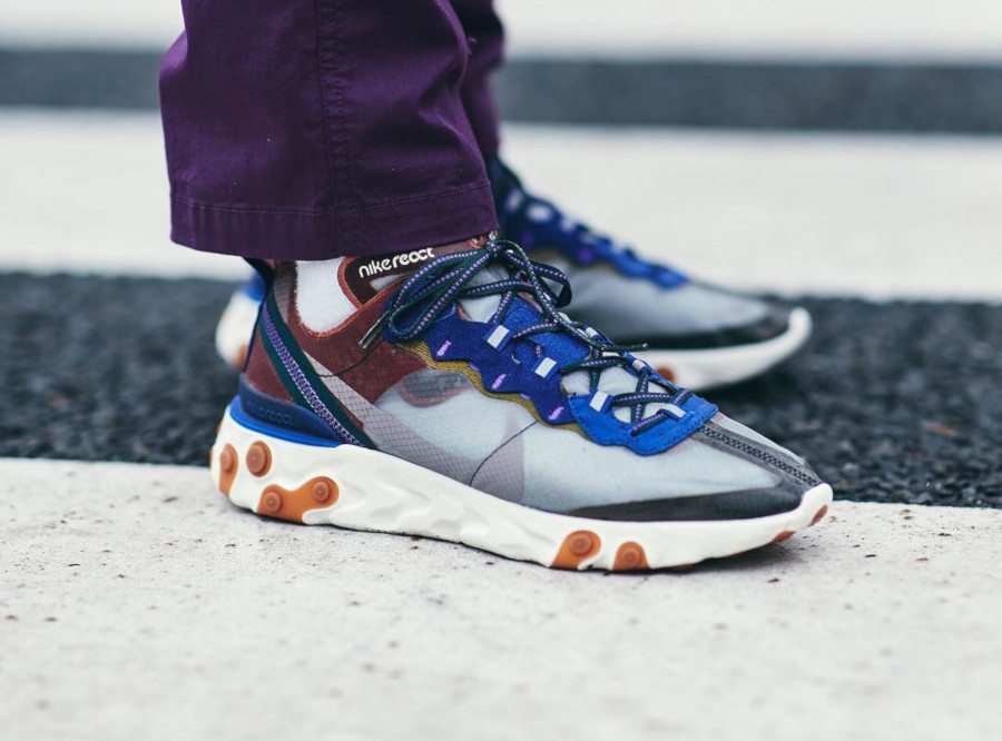 nike react element 87 peach grey blue & green