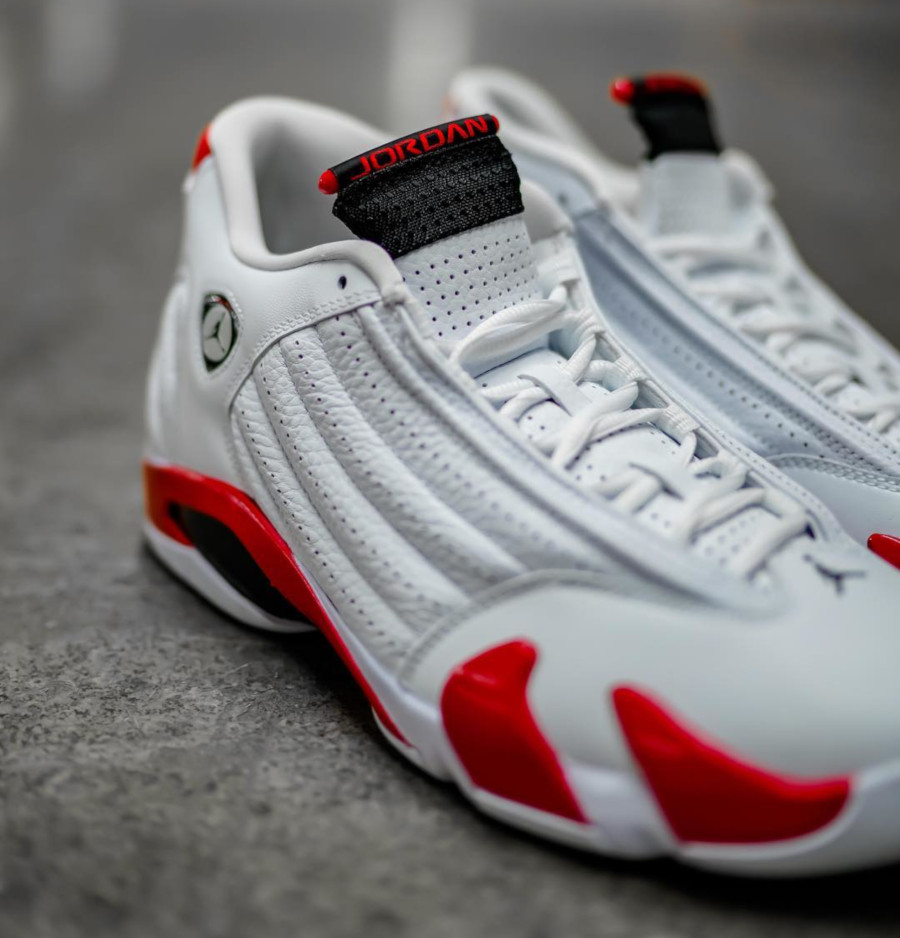 white and red jordan 14