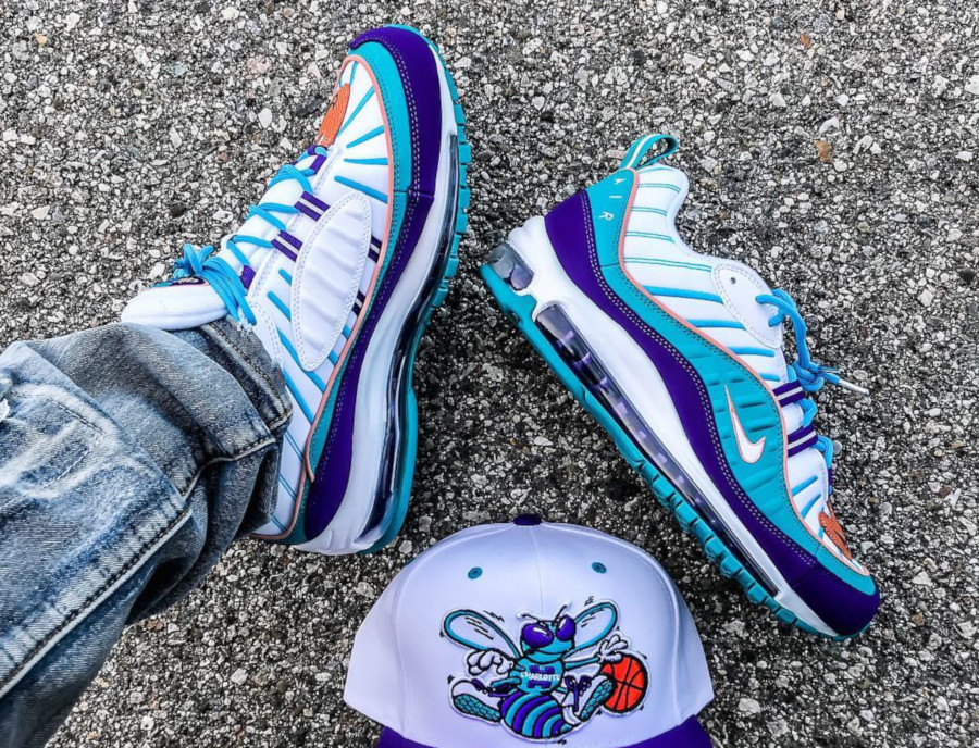 purple and teal air max 98