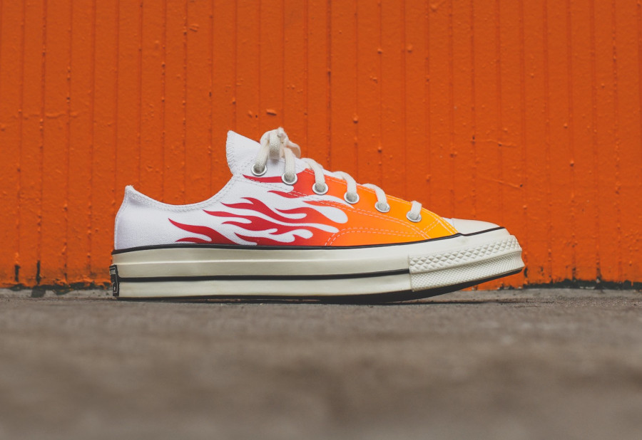 converse blanche et orange