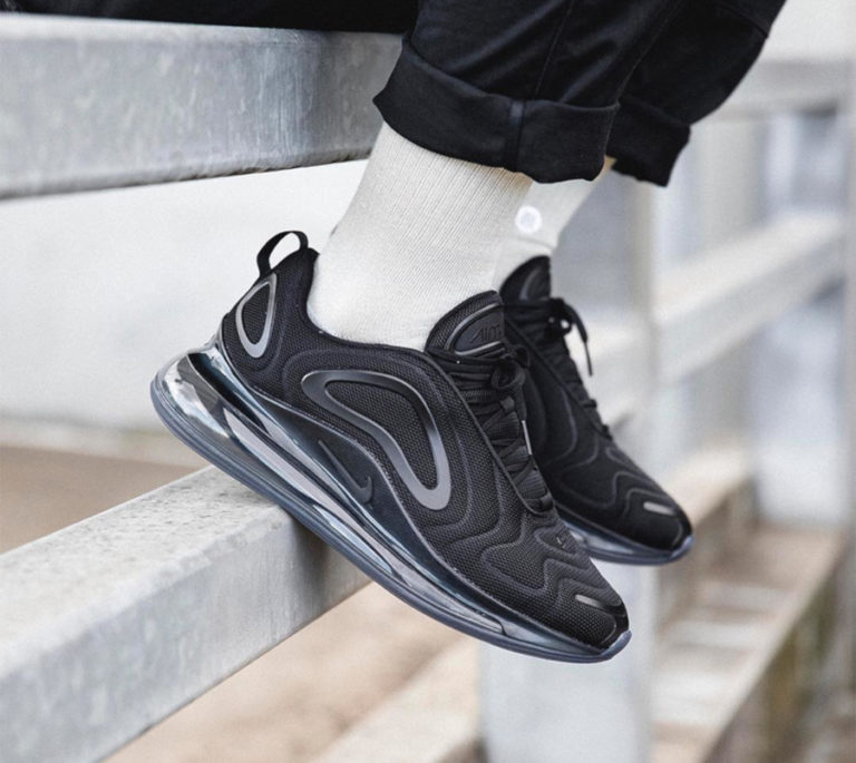 air max 720 triple black on feet