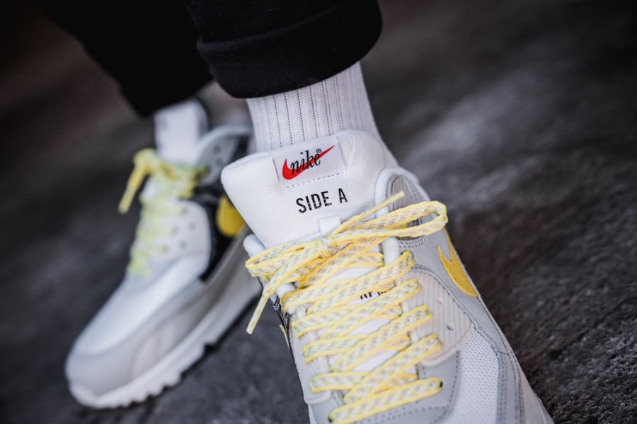 Nike Air Max 90 Premium 'Side A' Lemon Frost on feet (1)