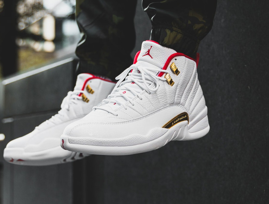 jordan retro 12 white red gold