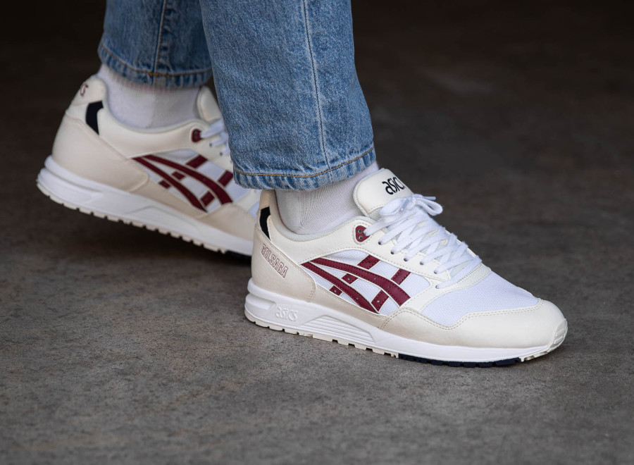 asics gel saga white red