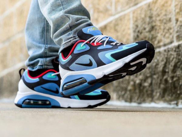 Mens Nike Air Max 200 Bleu ciel noire et aquatique (3)