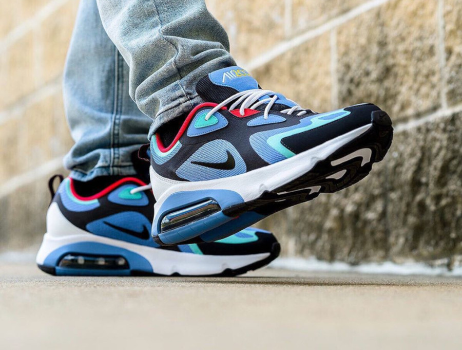 Mens Nike Air Max 200 Bleu ciel noire et aquatique (3)