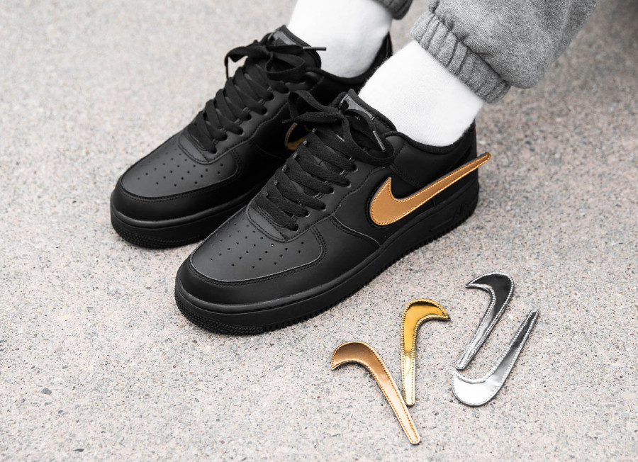 Nike-Air-Force-1-07-LV8-Black-Removable-Metallic-Swoosh