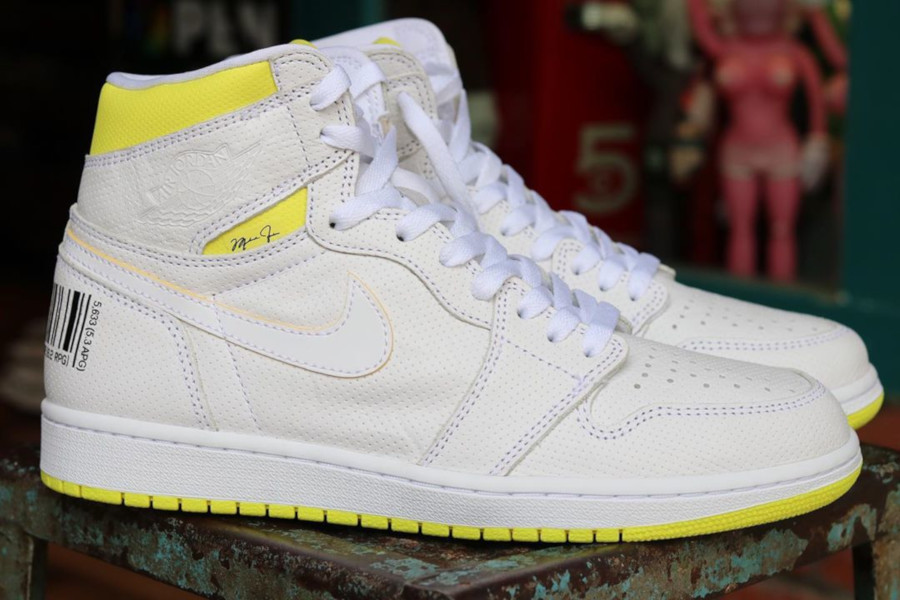 yellow jordan 1 with barcode