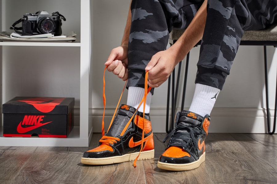 orange and black shattered backboard