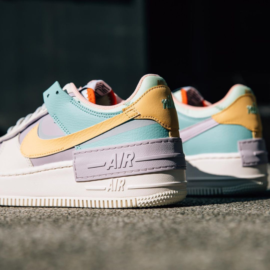 Nike AF1 Shadow Womens blanche jaune violet et turquoise (2)