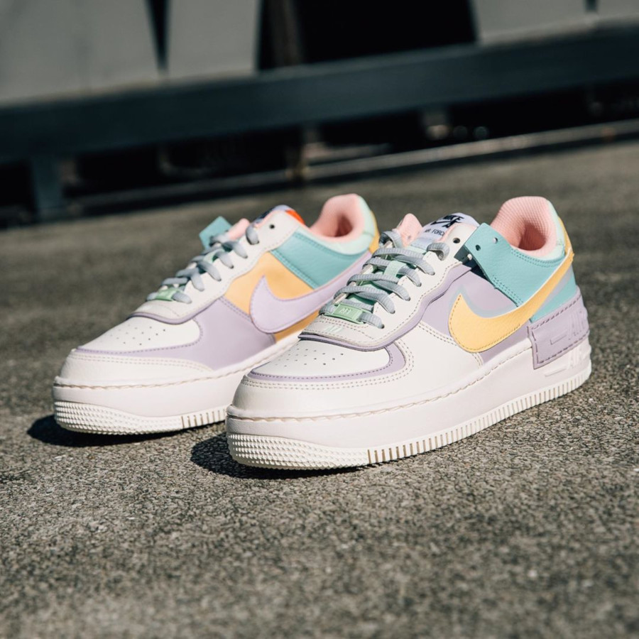 Nike AF1 Shadow Womens blanche jaune violet et turquoise (3)