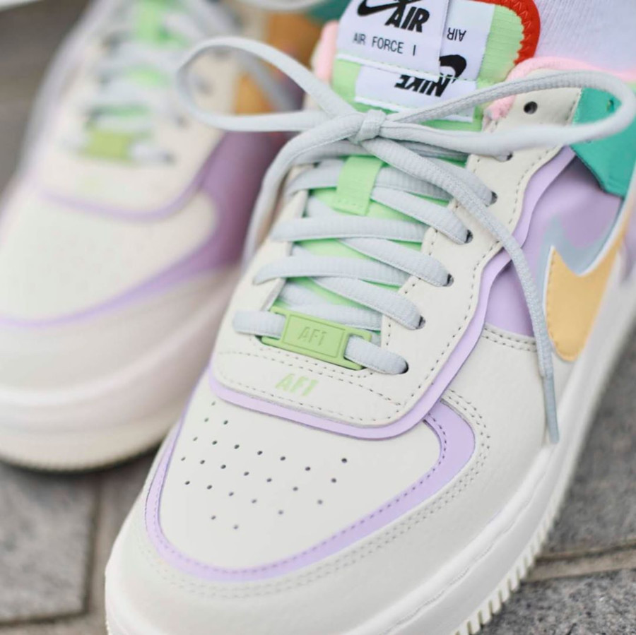 Nike AF1 Shadow Womens blanche jaune violet et turquoise (4)