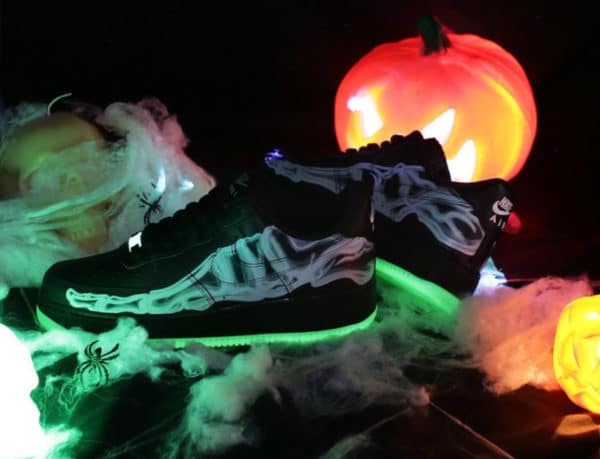 Nike Air Force 1 '07 Low QS AF1 Black Skeleton Halloween