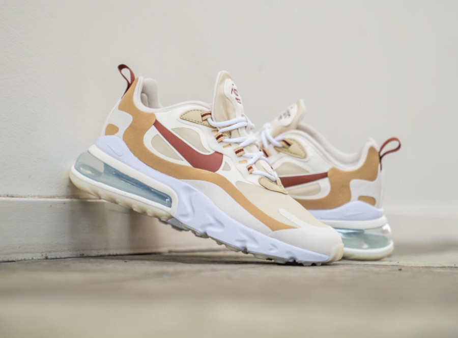 Nike Womens Air Max 270 React beige marron rouge AT6174-700 (6)