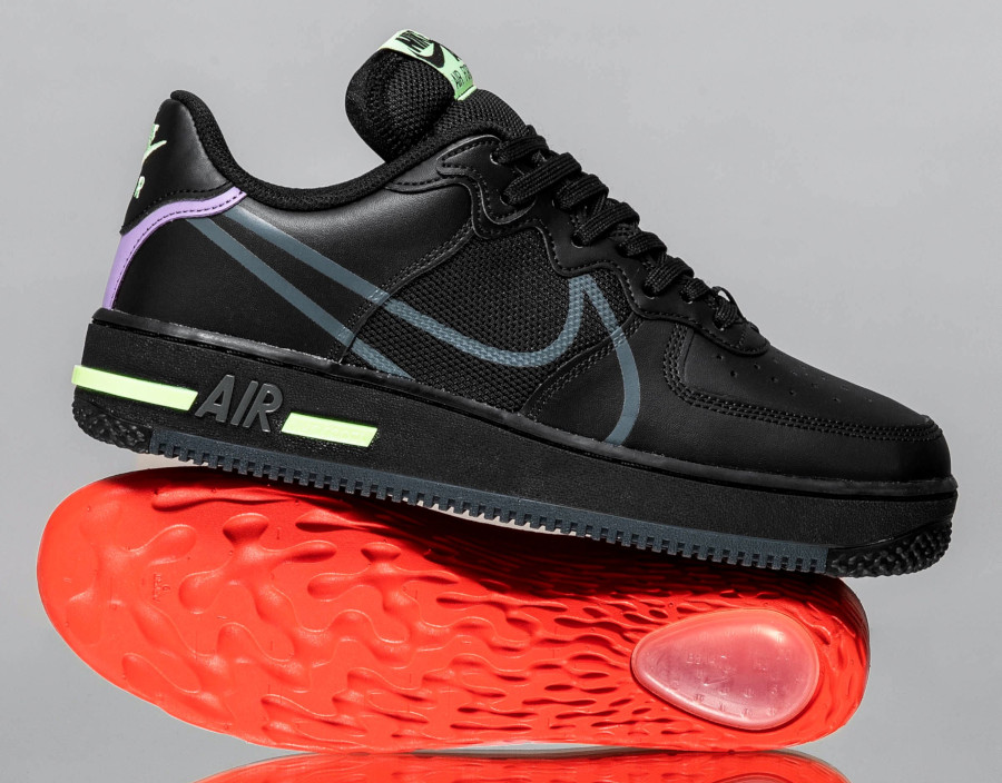 Nike Air Force 1 React Dimsix 'Black Violet Star Barely Volt' (1)