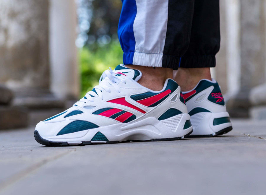 Reebok Aztrek 96 White Deep Teal Pink pas cher