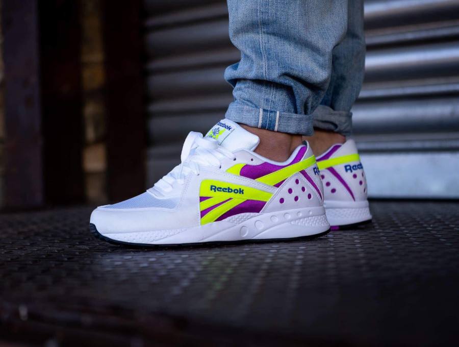 Reebok Pyro OG 2018 White Vicious Violet Neon Yellow pas cher