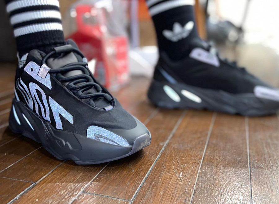 Adidas Yeezy Boost 700 MNVN noire et réfléchissante on feet (1)