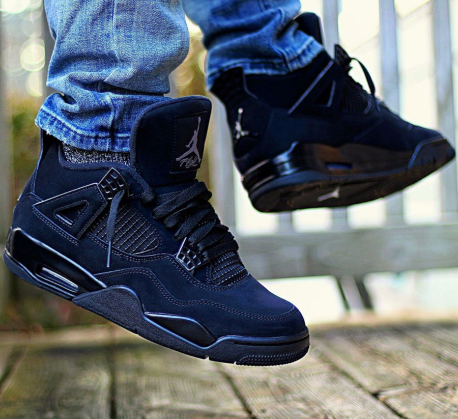 jordan 4 black cat on feet