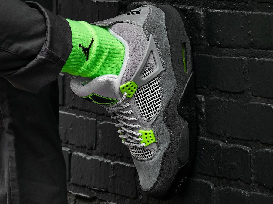 jordan 4 grey and neon green