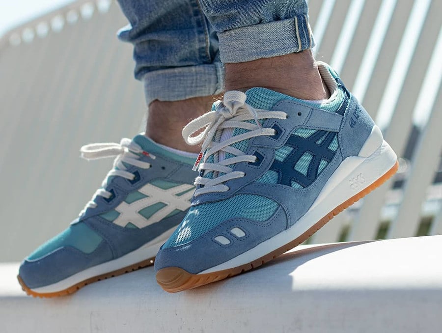 Asics Gel Lyte 3 OG Monozukuri Smoke Blue on feet 1191A364-400