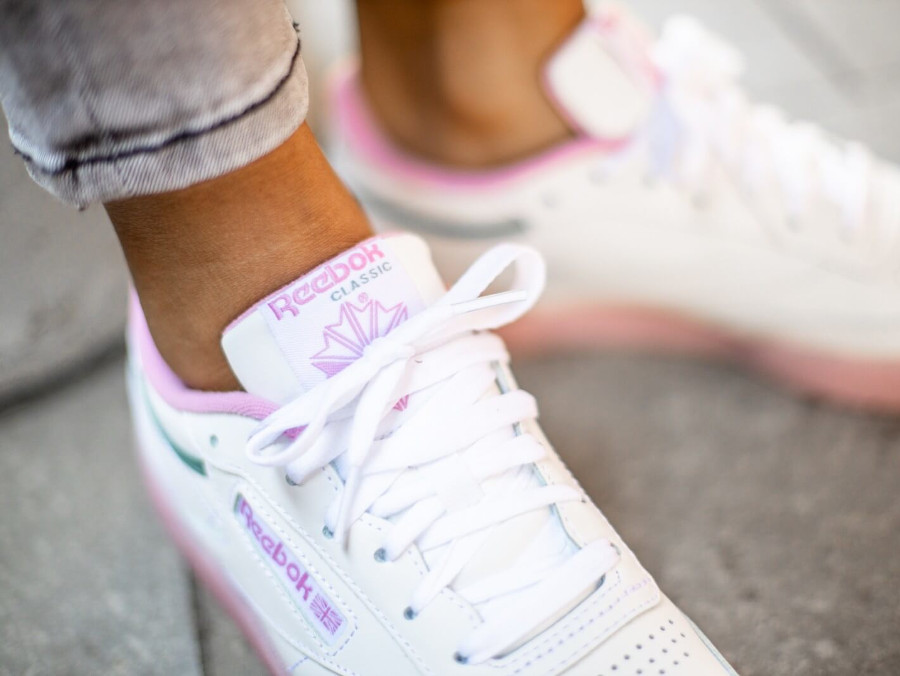 reebok club c white and pink