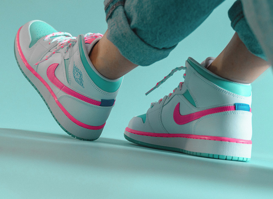 Que vaut la Air Jordan 1 Mid GS Watermelon Pink Green 555112 102
