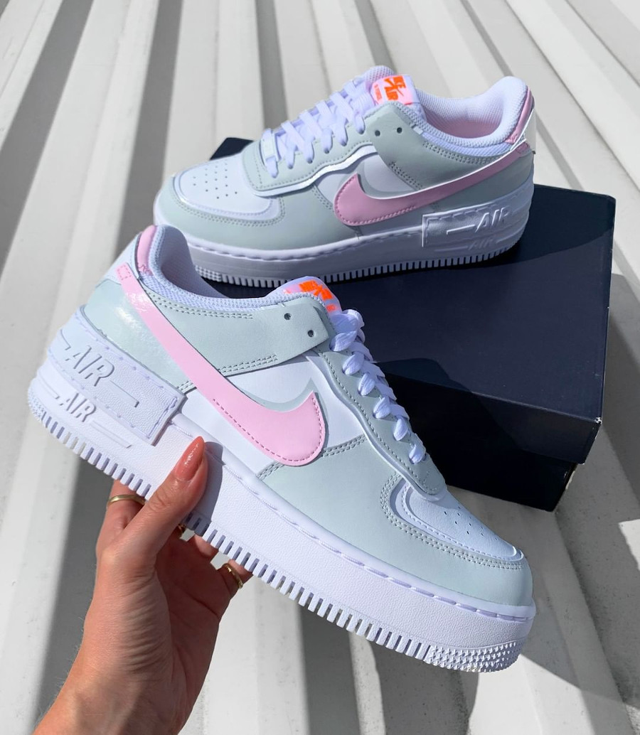 grey and pink air force ones