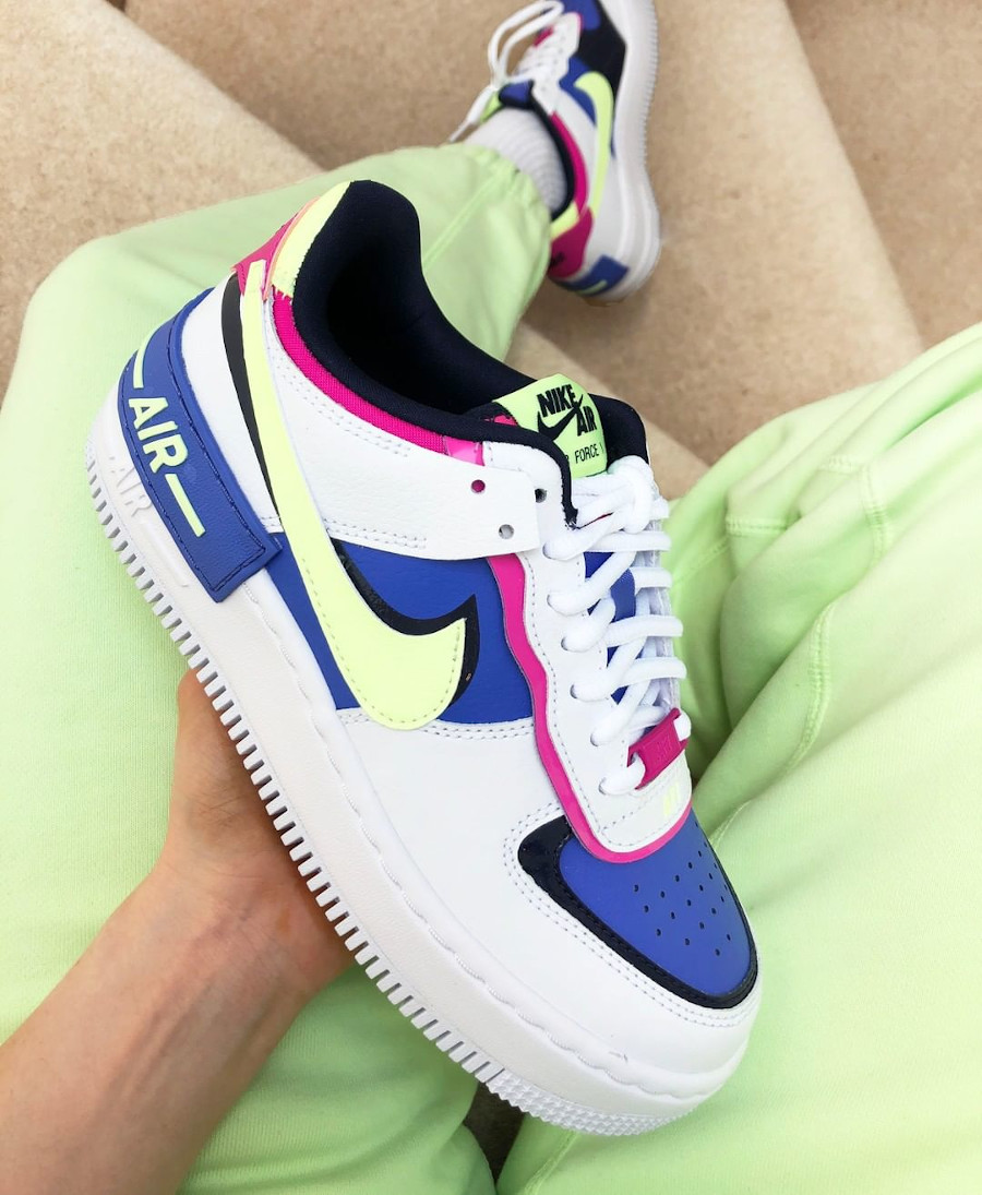 Nike Wmns AF1 Shadow Sapphire White Barely Volt Fire Pink