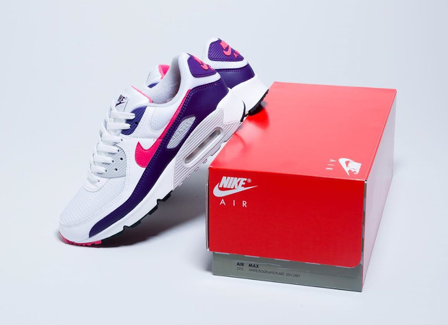 Nike Air Max 90 30th femme violet aubergine blanche et rose (4)