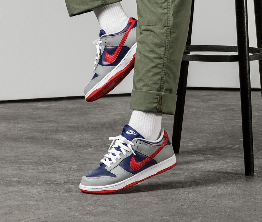 Nike Dunk Low Co.JP gris bleu irisé et rouge (3)