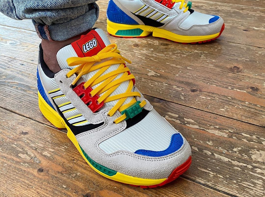 Adidas ZX 8000 AZX Lego Bricks on feet couv