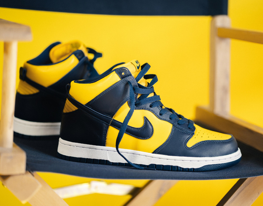 Nike Dunk montante M jaune et bleu foncé (4)