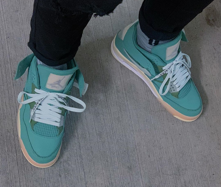 off white jordan 4 green