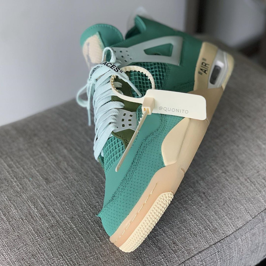 off white jordan 4 green