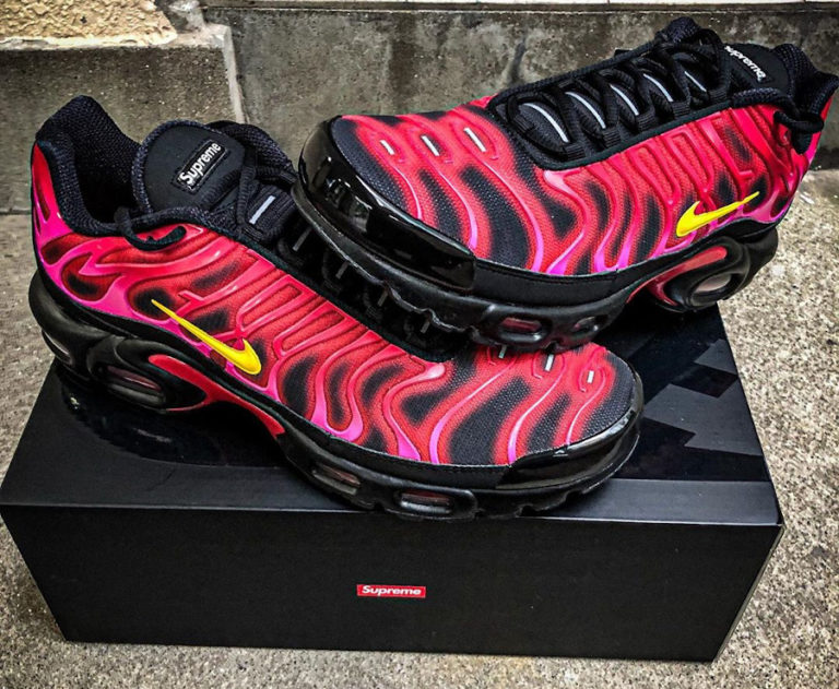 air max plus x supreme fire pink