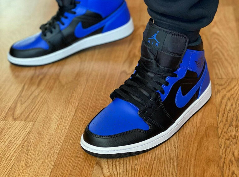 jordan 1 mid hyper royal tumbled leather