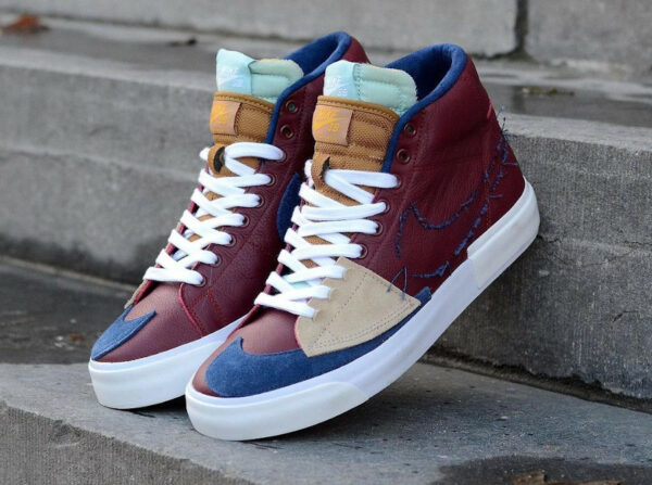 Nike Blazer Mid SB bordeaux beige et bleu (7)