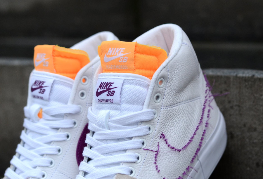 Nike Zoom Blazer SB Mid Edge blanche jaune et violet (1)