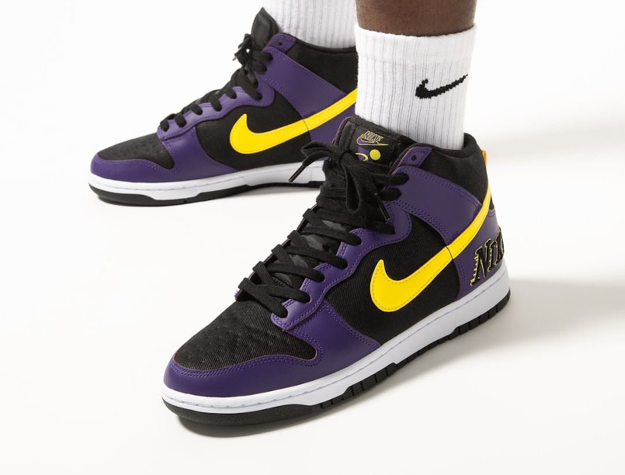 Nike Dunk Hi 2021 noir violet et jaune (4)