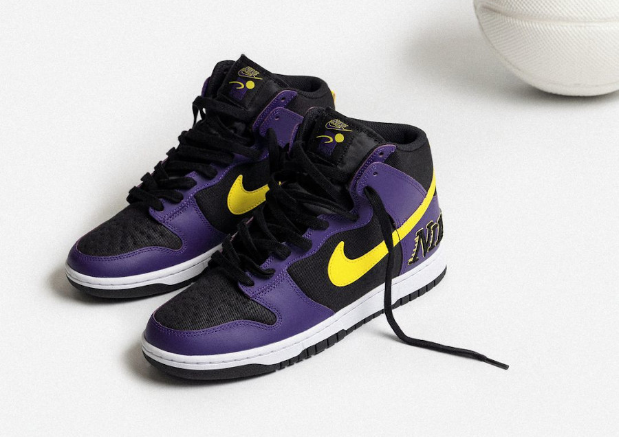 Nike Dunk Hi 2021 noir violet et jaune (5)
